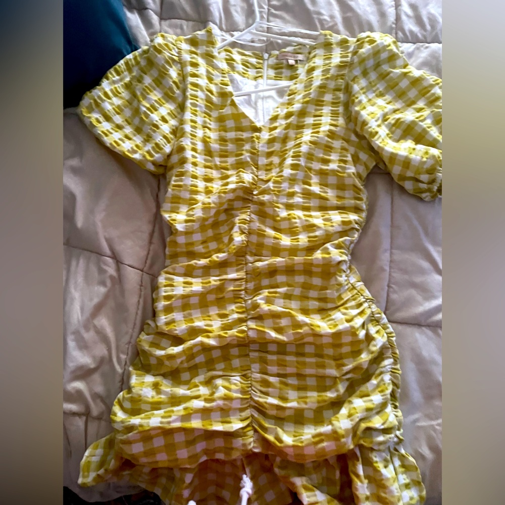Gingham touched mini dress